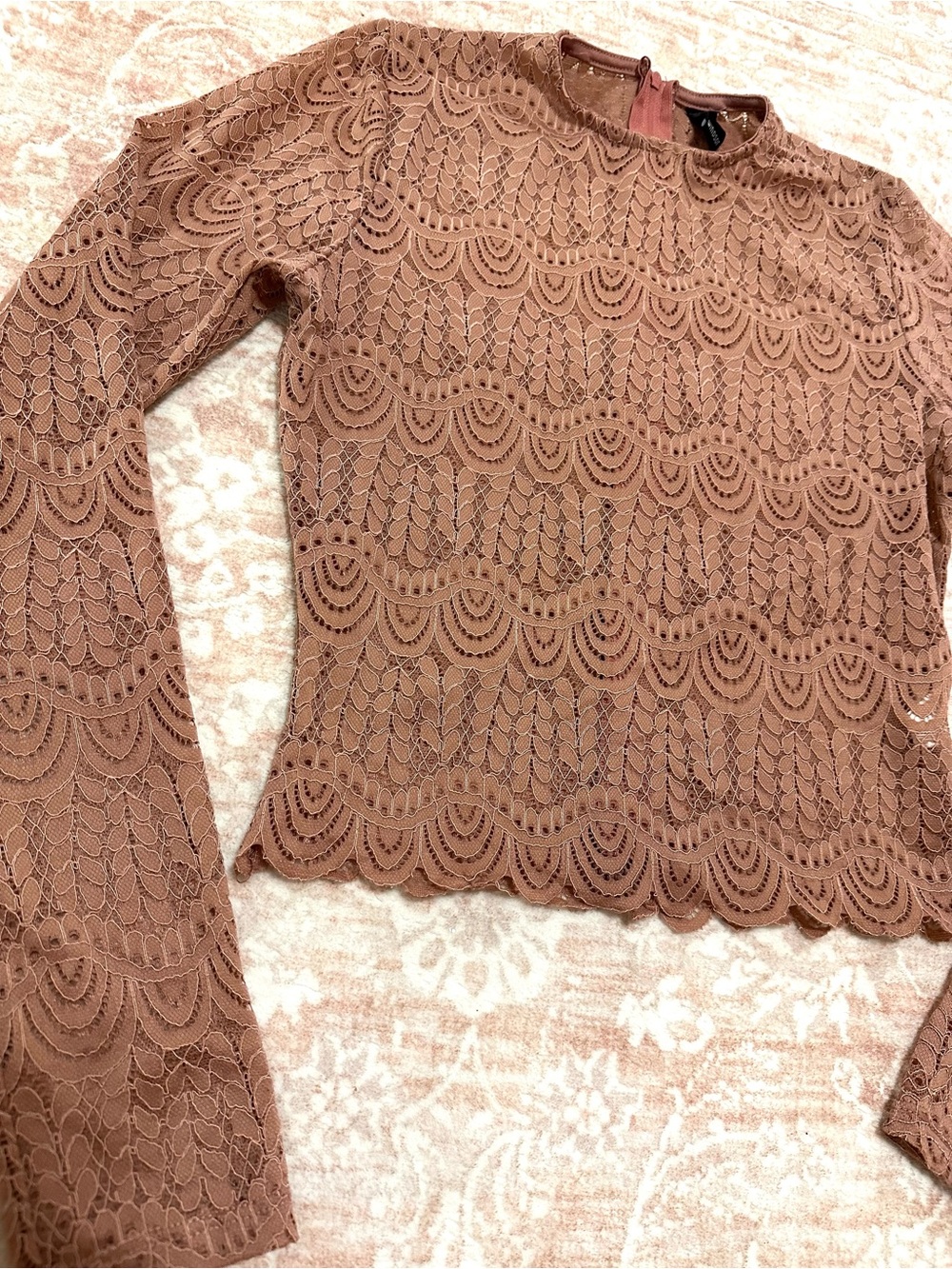 Dusty Rose 🪷 Lace Long Sleeve Top - Picture 3 of 11